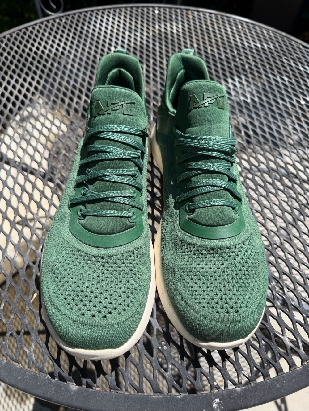 APL Men’s Knit Athletic Sneakers in Forest Green and Off-White